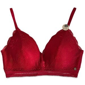 Lucky Brand Wire Free Red Lace Bra Size 36C